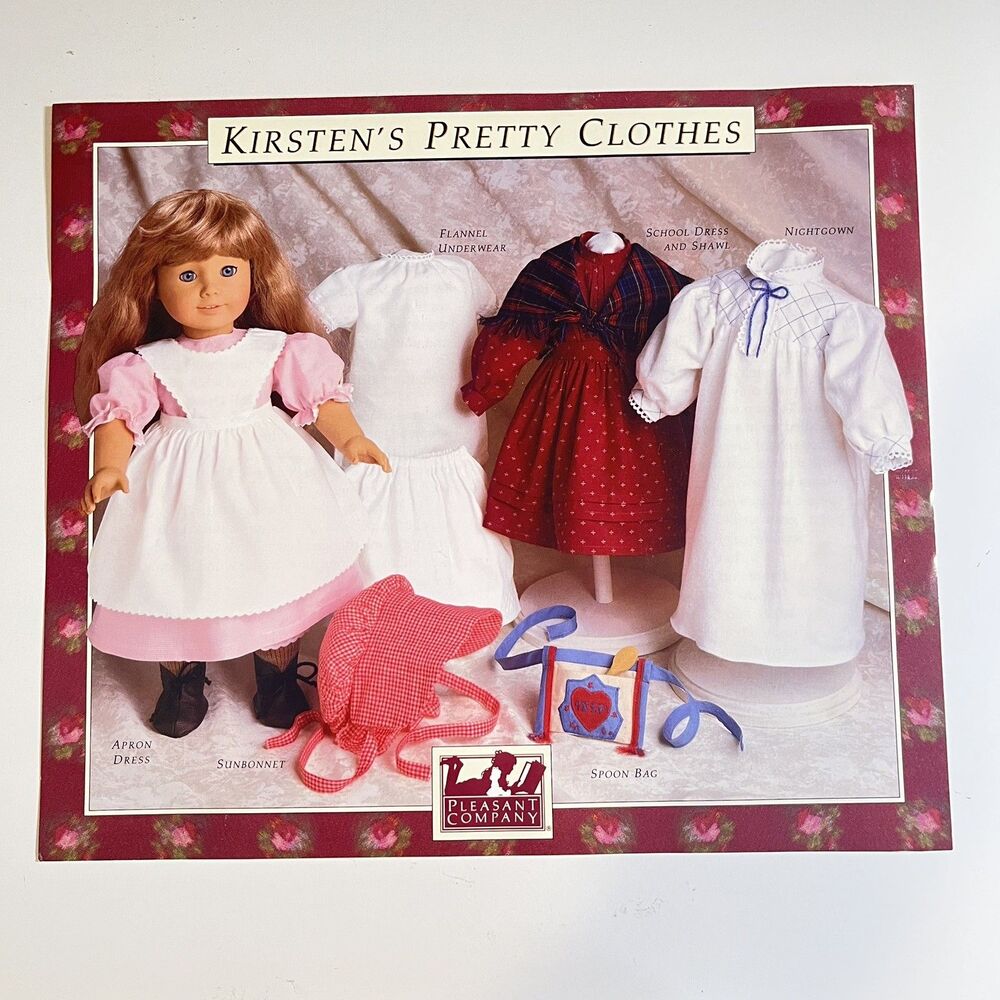 American Girl Kirsten’s 18in Doll 'Pretty Clothes' Sewing Patterns 1989 Vintage